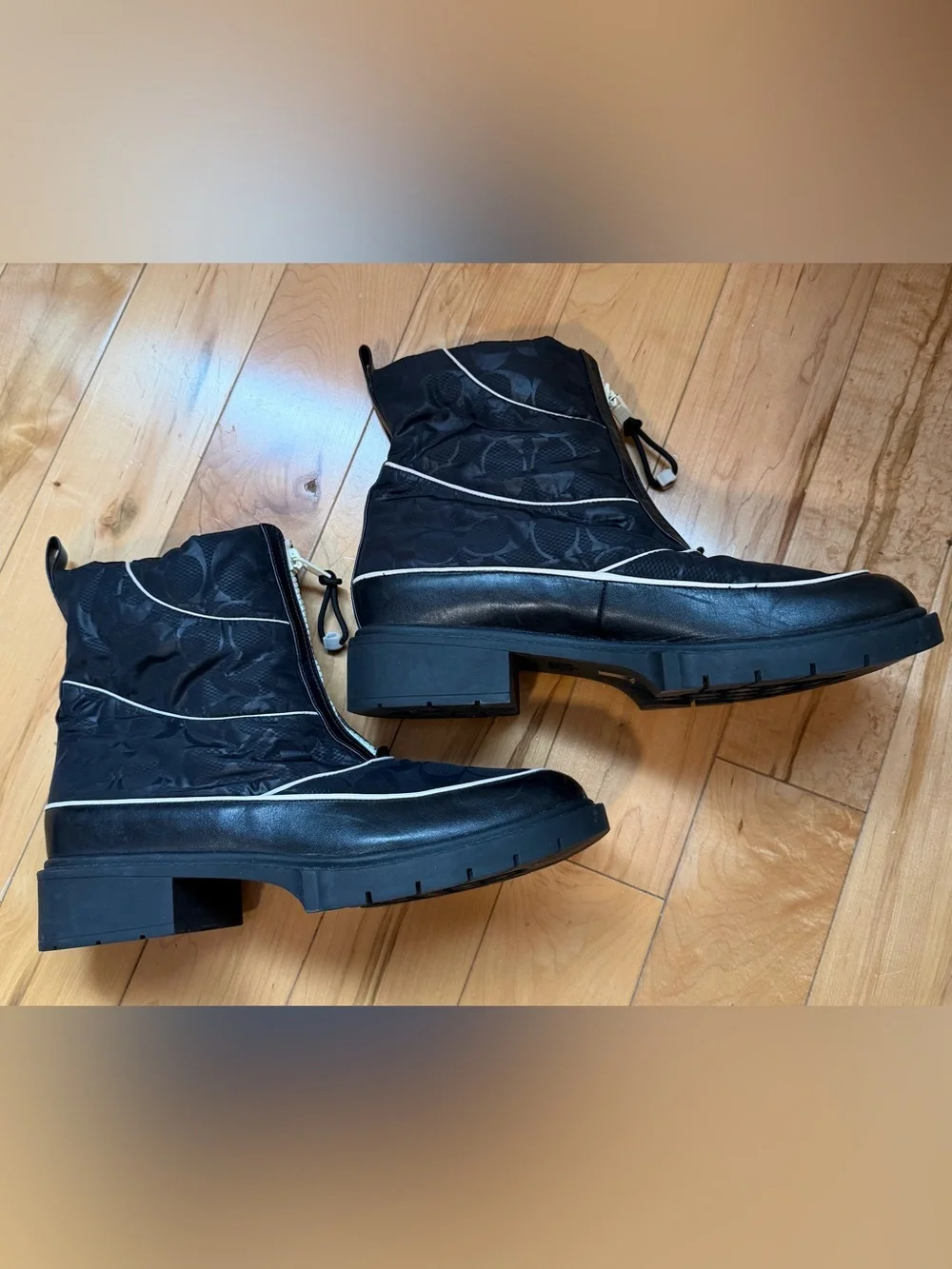 Coach Leona Nylon Monogram Ankle Boots Size 9